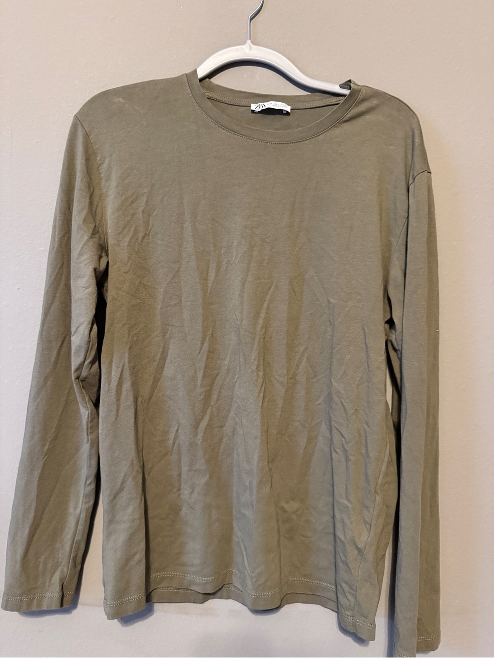 Zara Long Sleeve Crewneck Tee - Olive Green